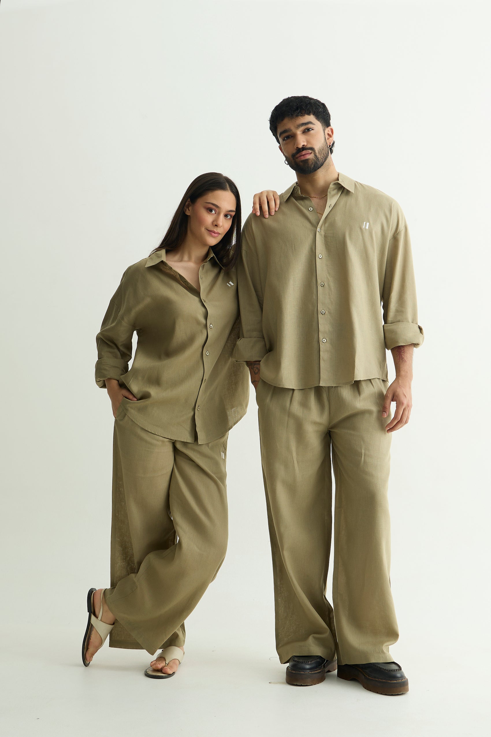 Olive Green Linen Set