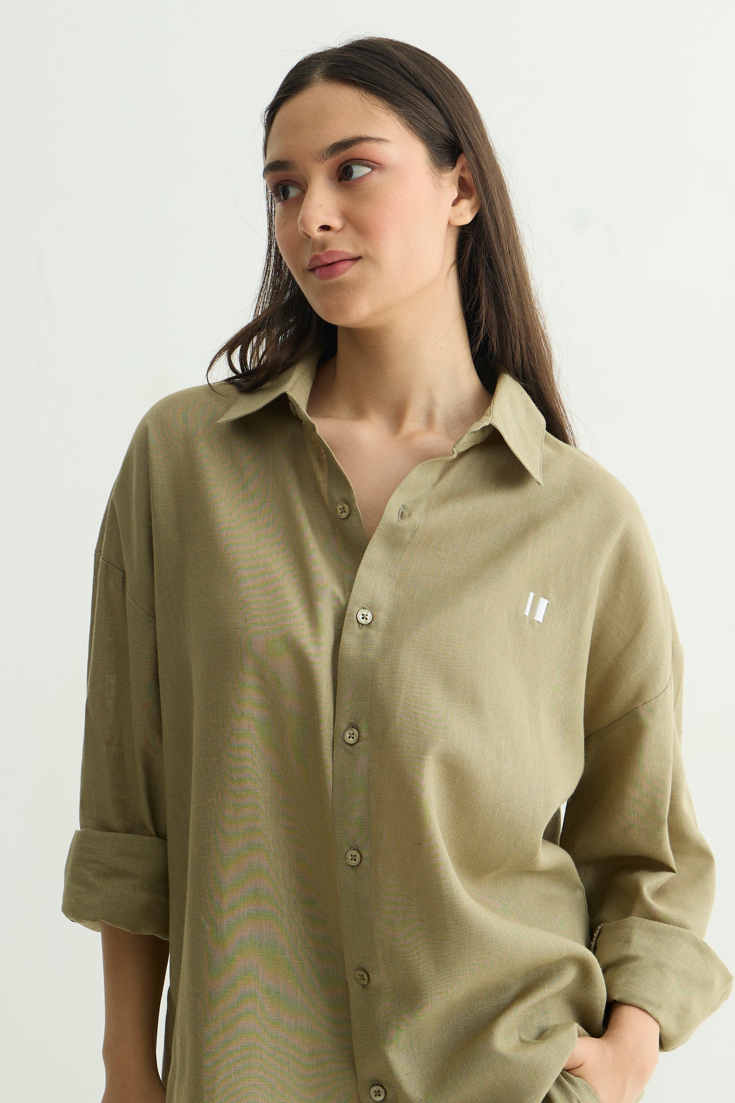 Olive Green Linen Shirt