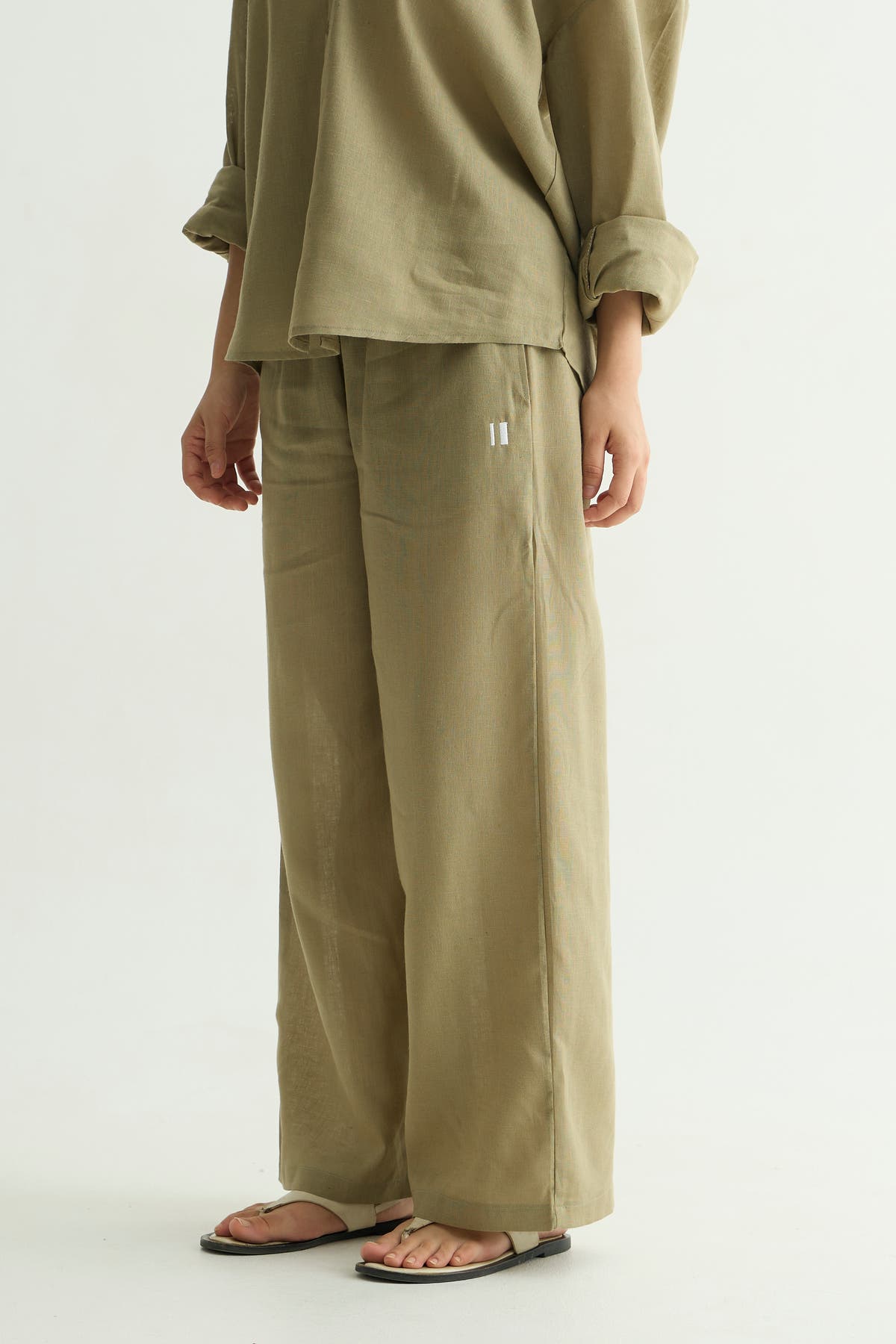 Olive Green Linen Pant
