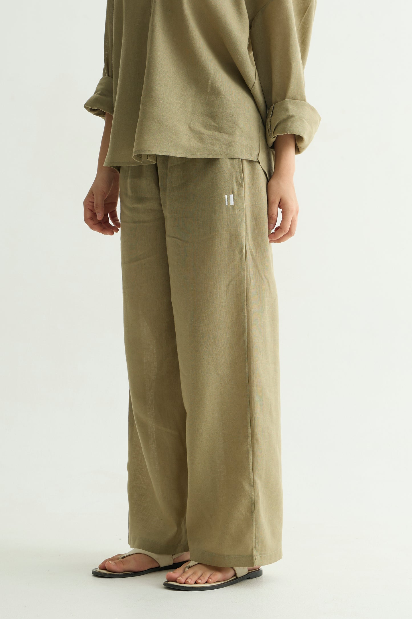 Olive Green Linen Pant