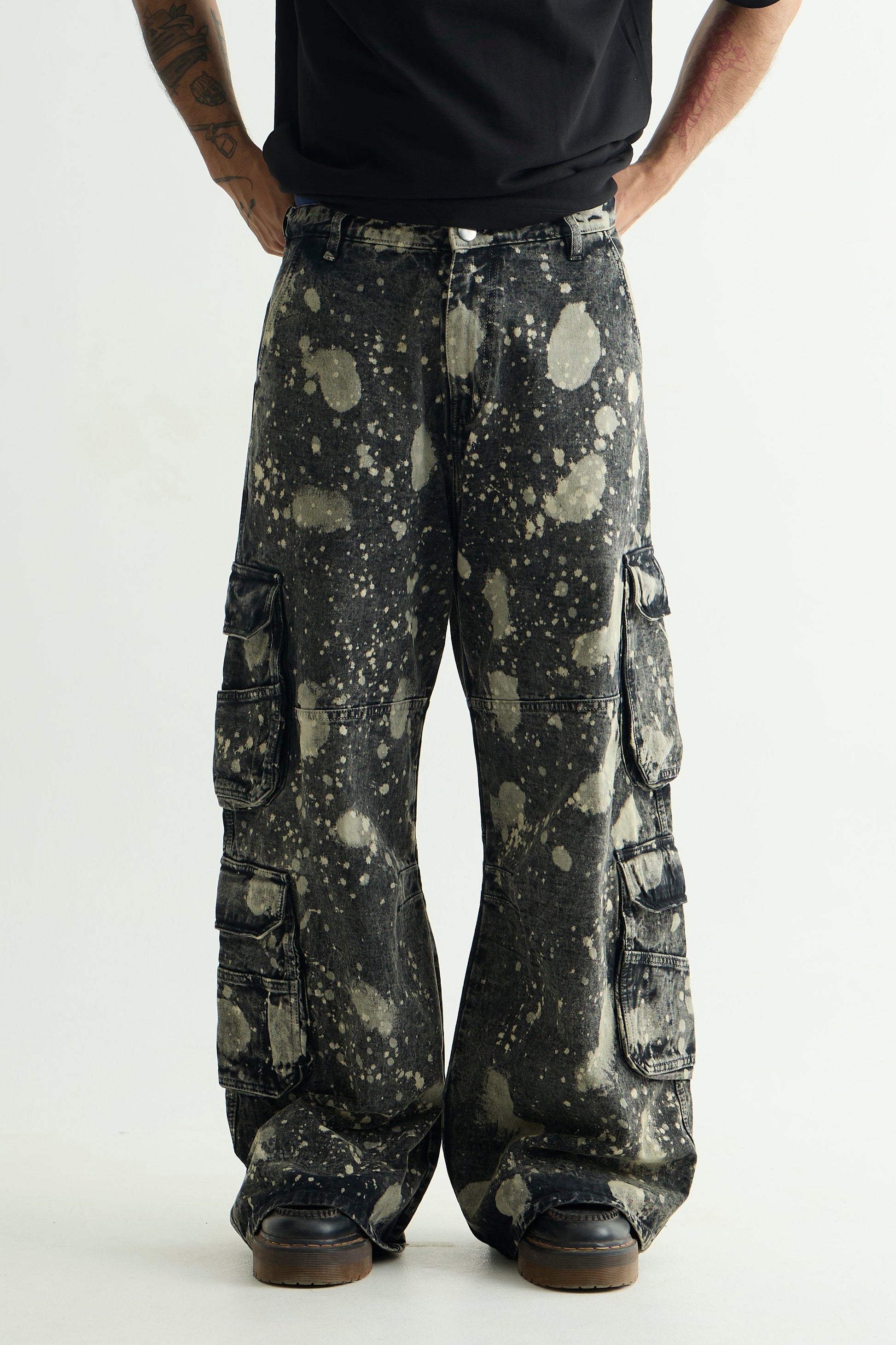 Chapter2Drip Black hypo-wash denim cargo