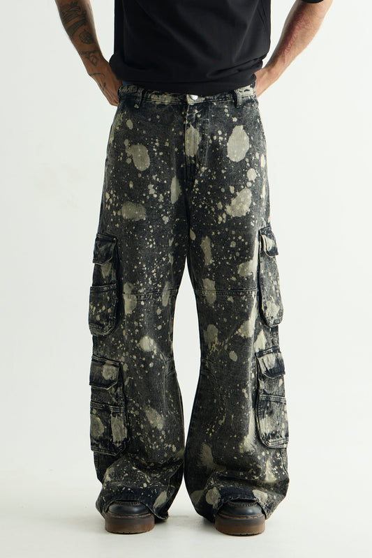 Chapter2Drip Black hypo-wash denim cargo