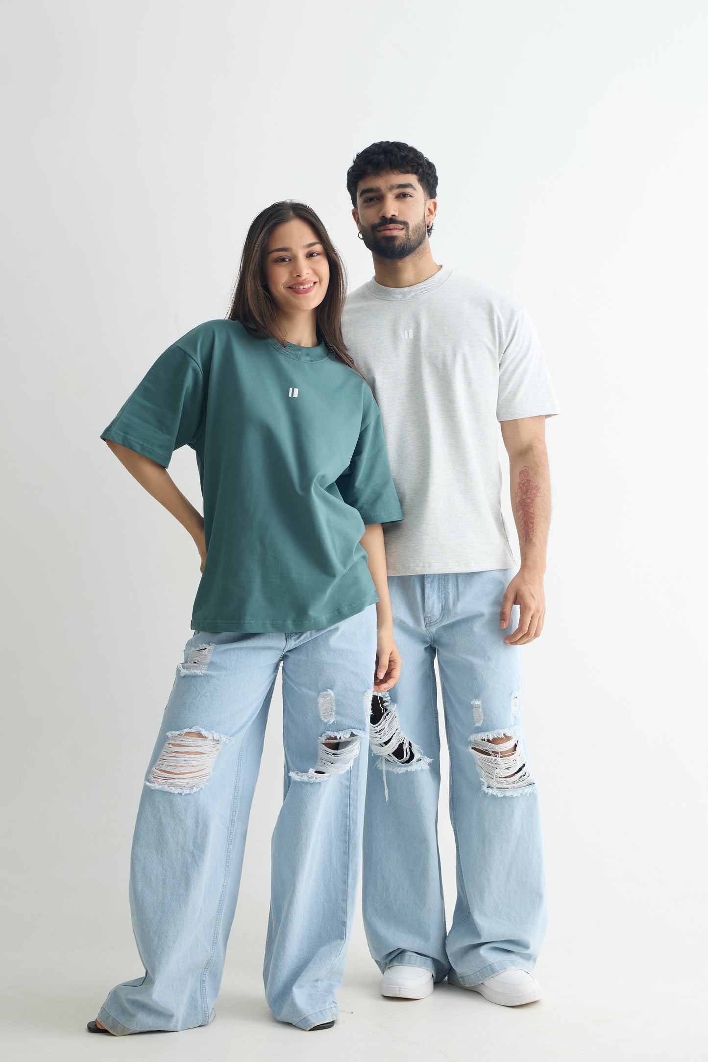 Chapter2Drip Everyday Grey Melange & Teal t-shirt duo