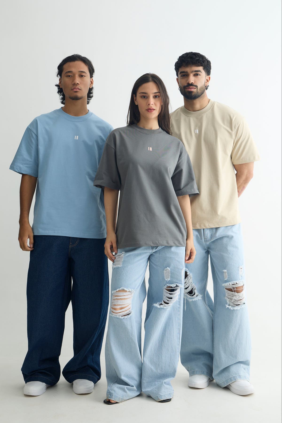 Chapter2Drip pack of 3 oversized t-shirts — Aqua, Steel Grey, Dune