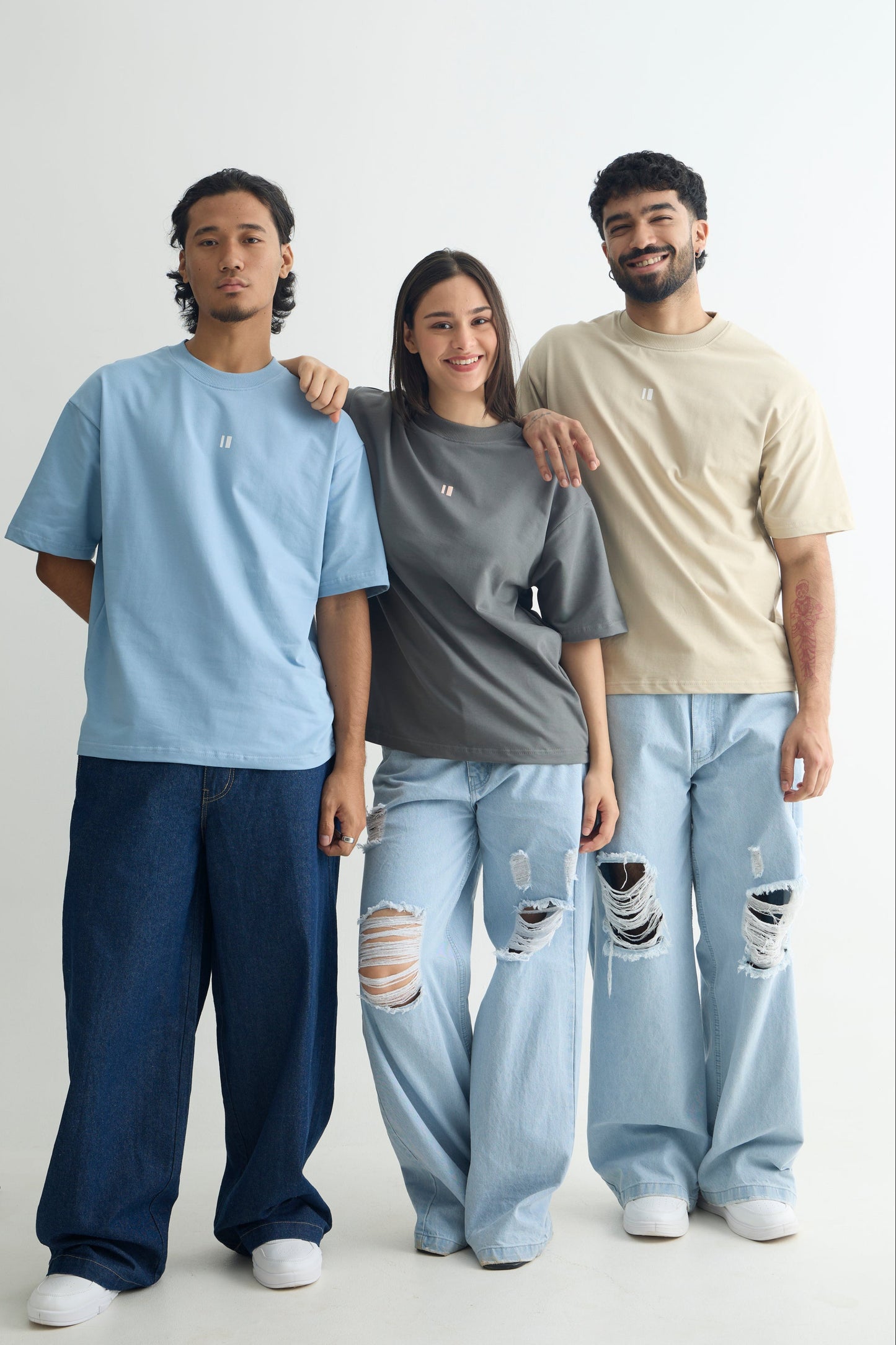Pack of 3 Oversized T-Shirts - Aqua, Steel Grey & Dune | Chapter 2