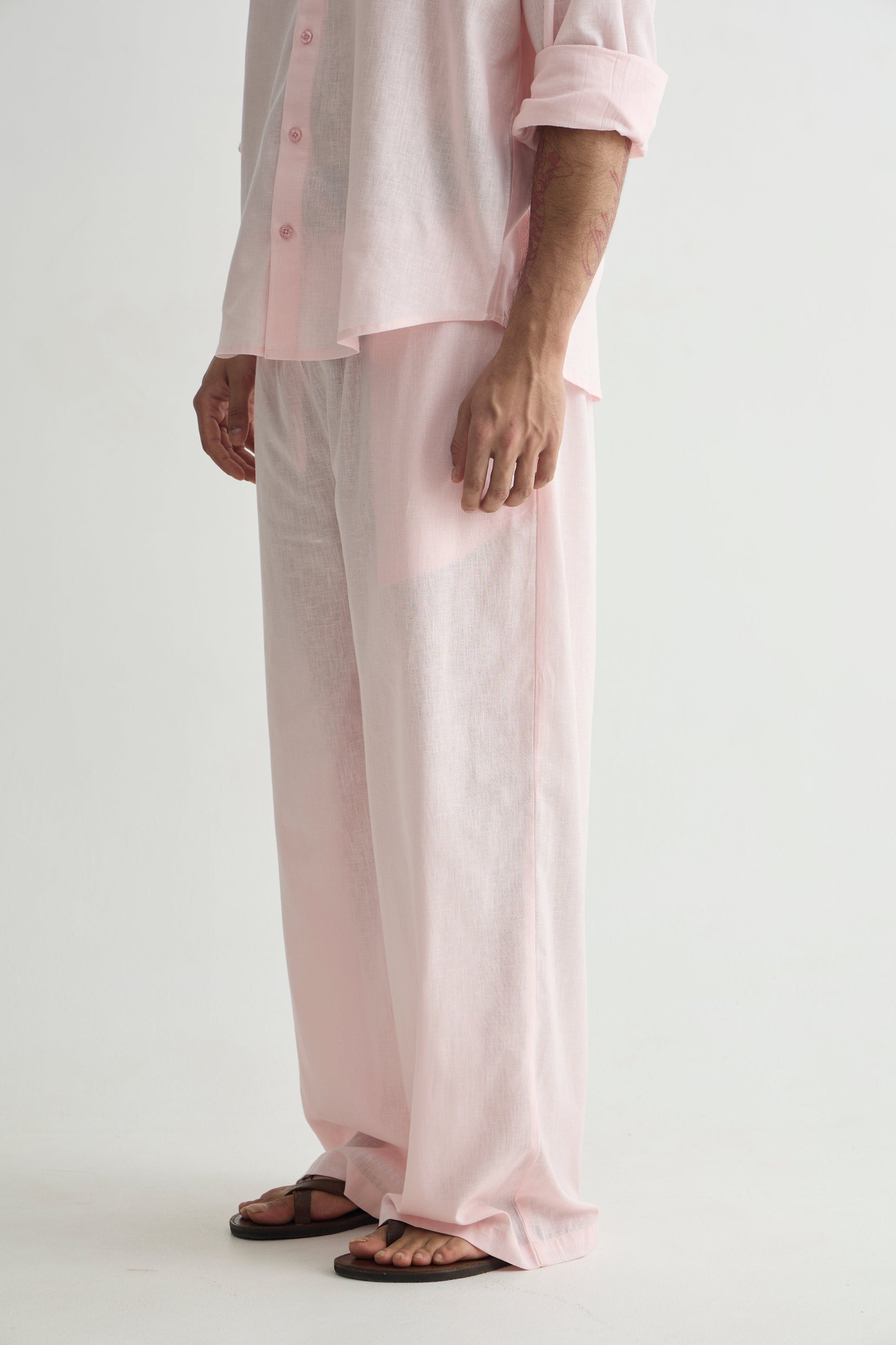 Baby Pink Linen Pants