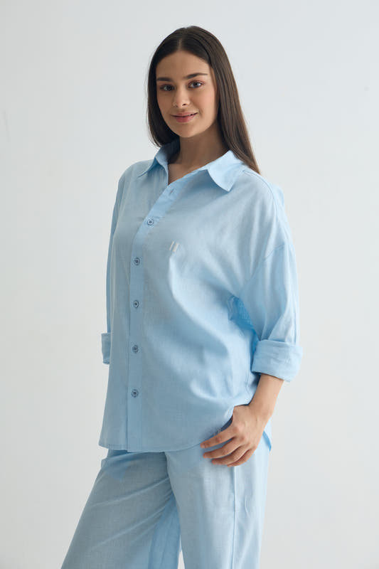 Chapter2Drip Sky Blue linen shirt — view 2