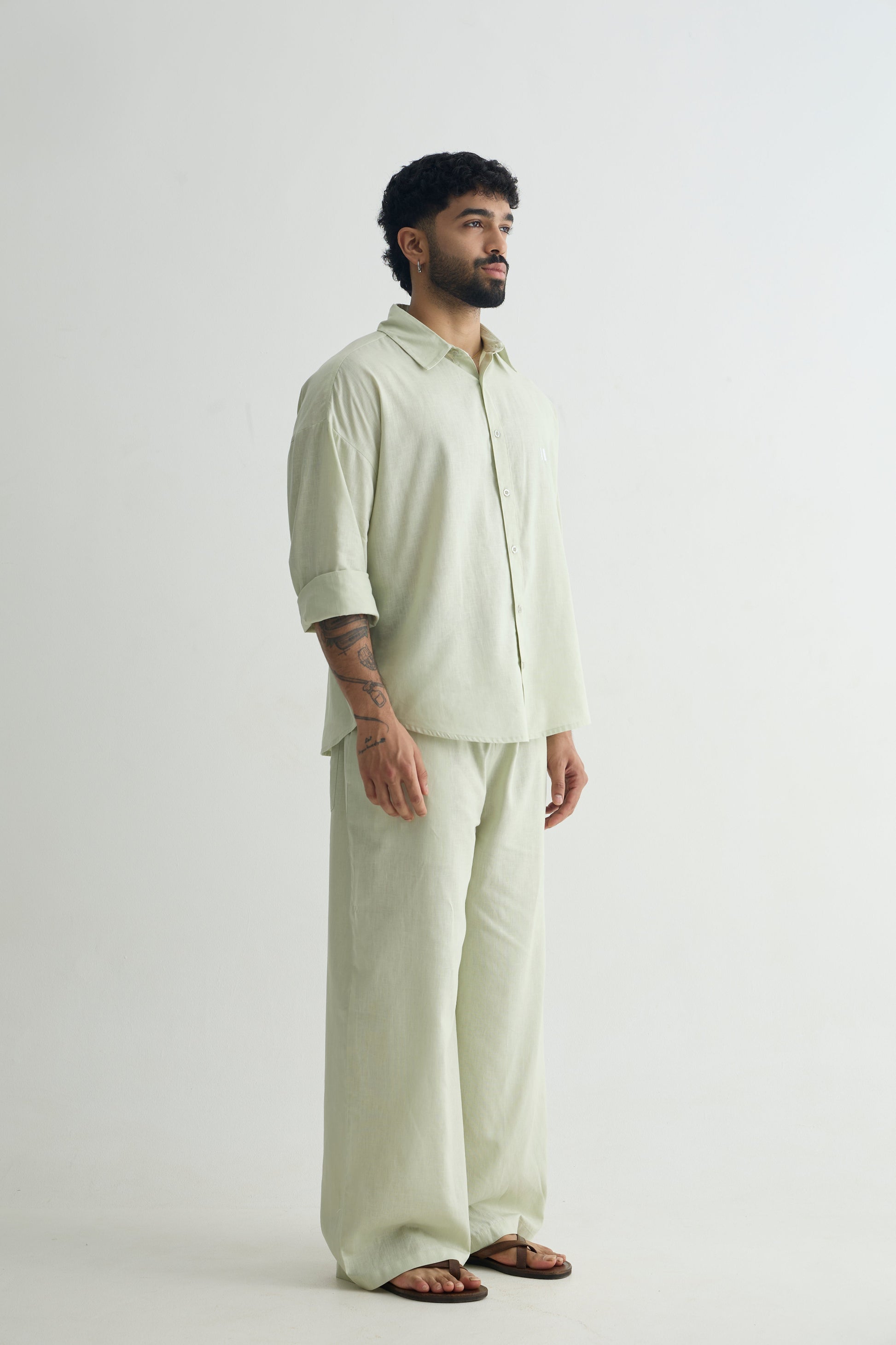 Chapter2Drip Sage Olive linen shirt — view 4