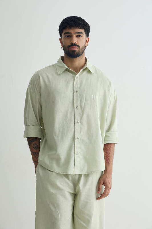 Chapter2Drip Sage Olive linen shirt — view 2