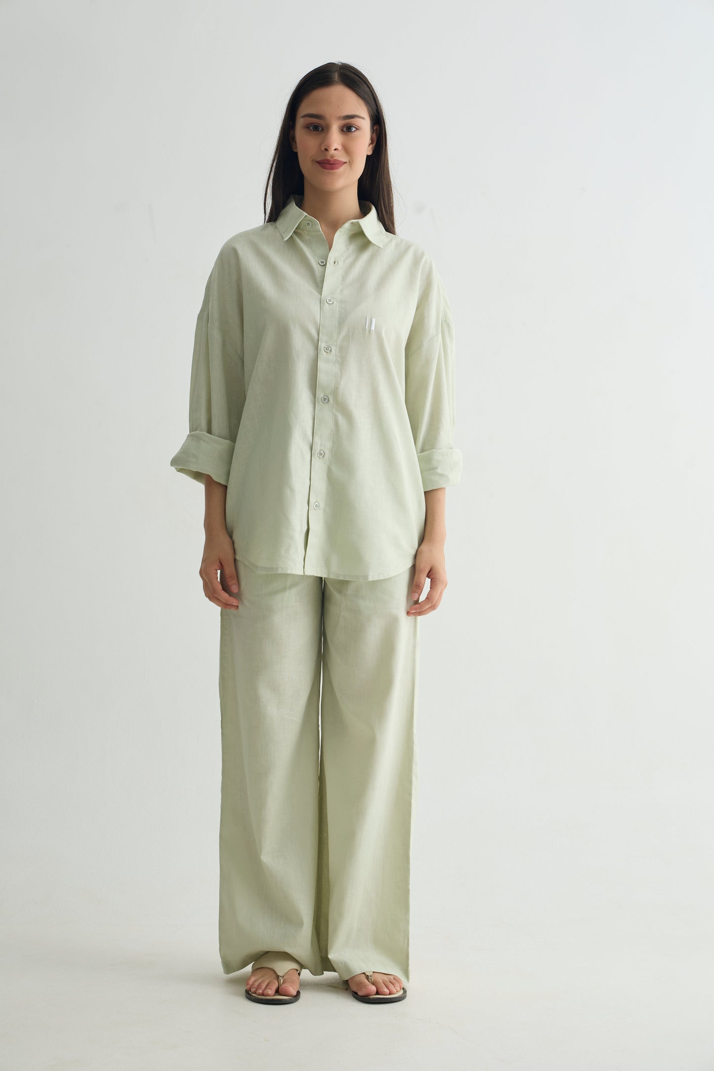Chapter2Drip Sage Olive linen shirt — view 3