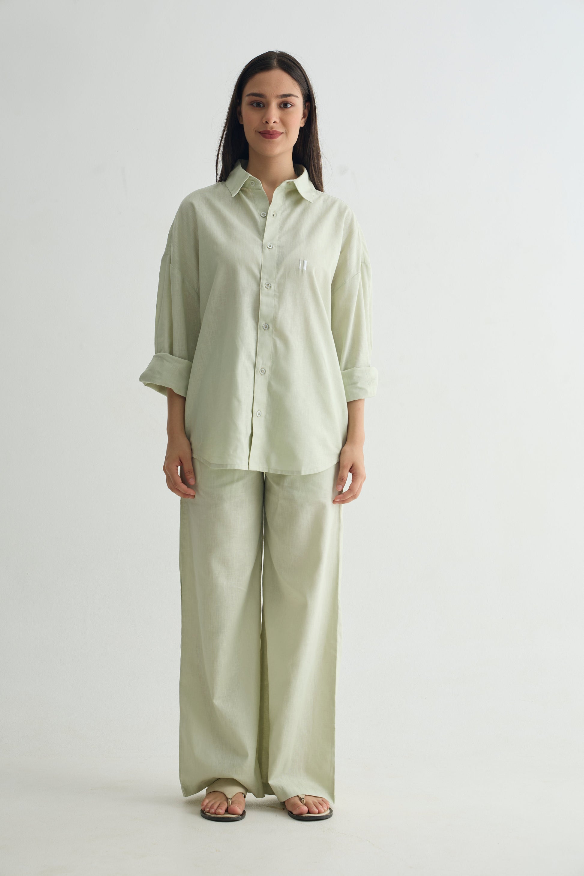Chapter2Drip Sage Olive linen shirt — view 3