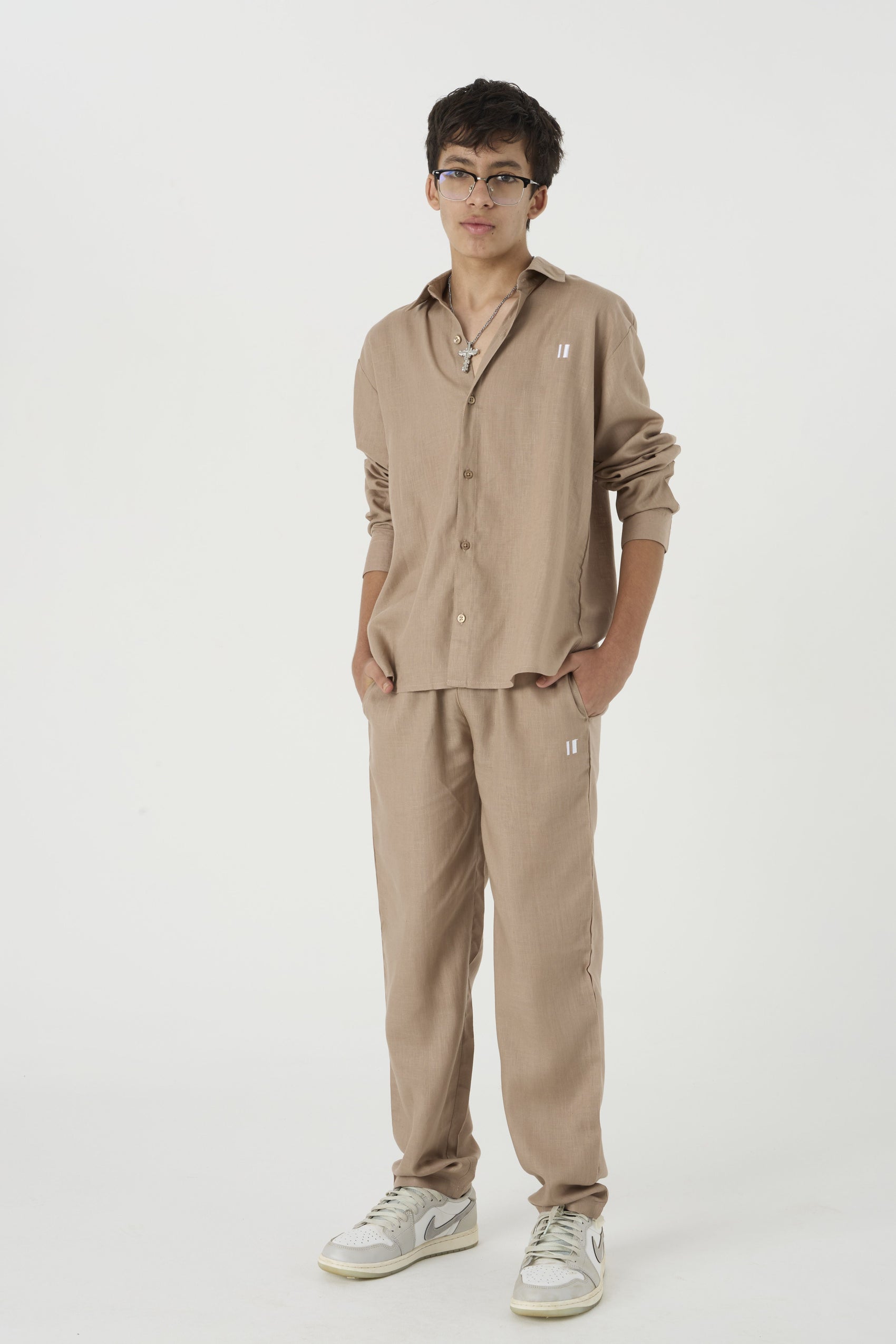 Mocha Brown Linen Set Jr