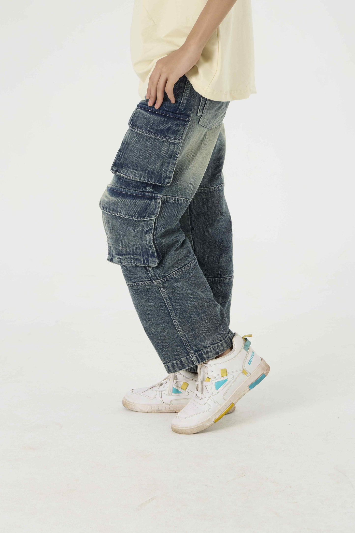 Stone Wash Denim Cargo