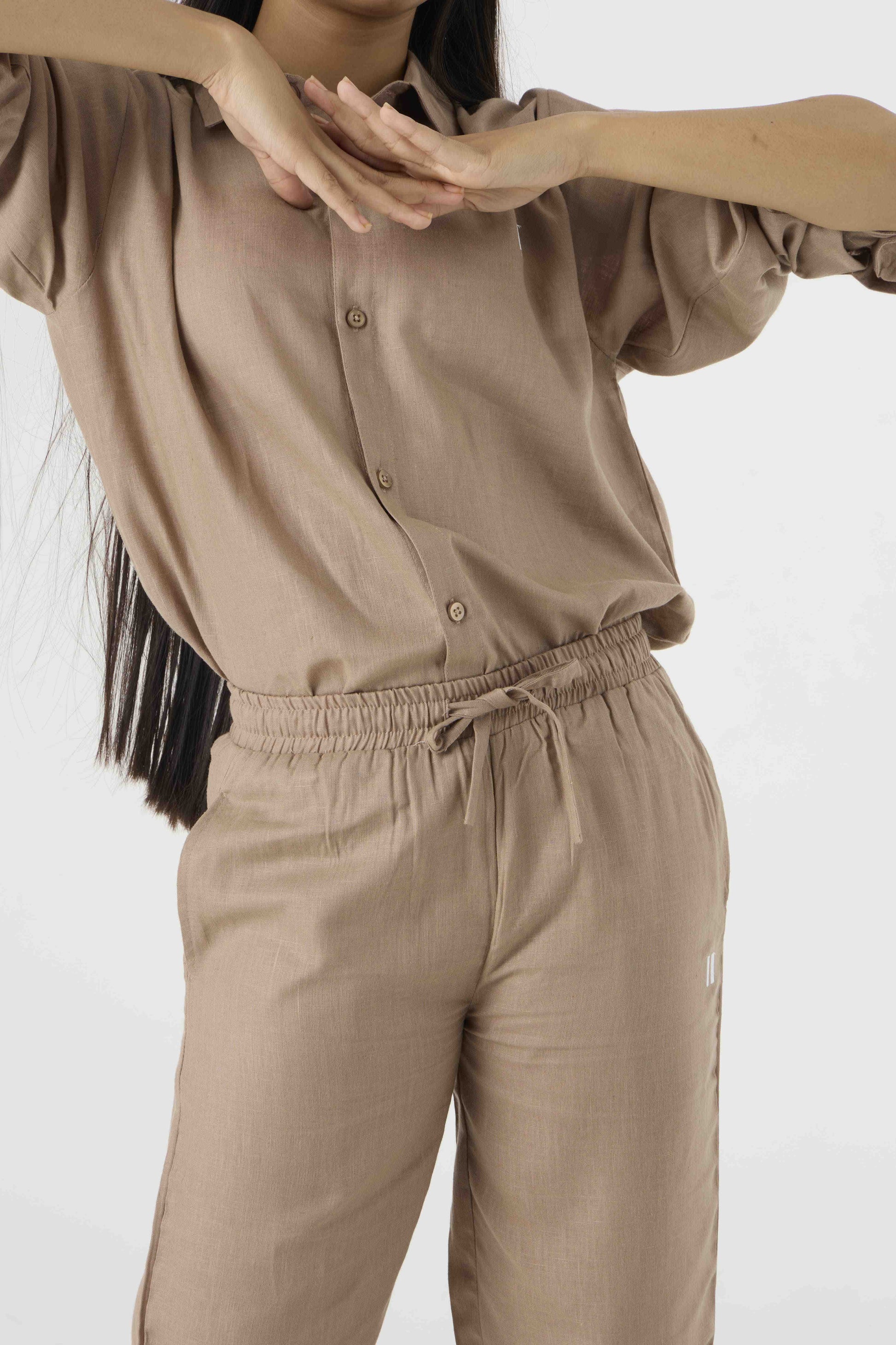 Chapter2Drip Mocha Brown linen pants (Jr) — view 3