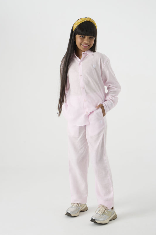 Baby Pink Linen Set Jr