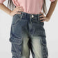 Stone Wash Denim Cargo