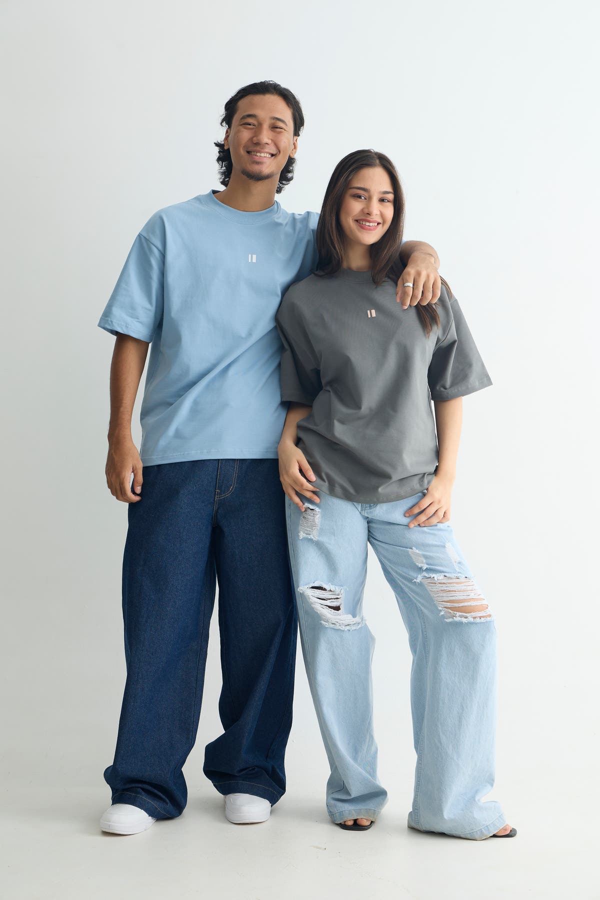 Chapter2Drip pack of 2 oversized t-shirts — Aqua, Steel Grey