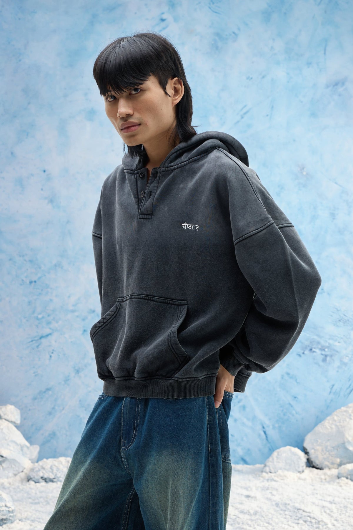Charcoal Ombre Polo Hoodie