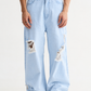 Sky Blue Wash Distressed Baggy Denim