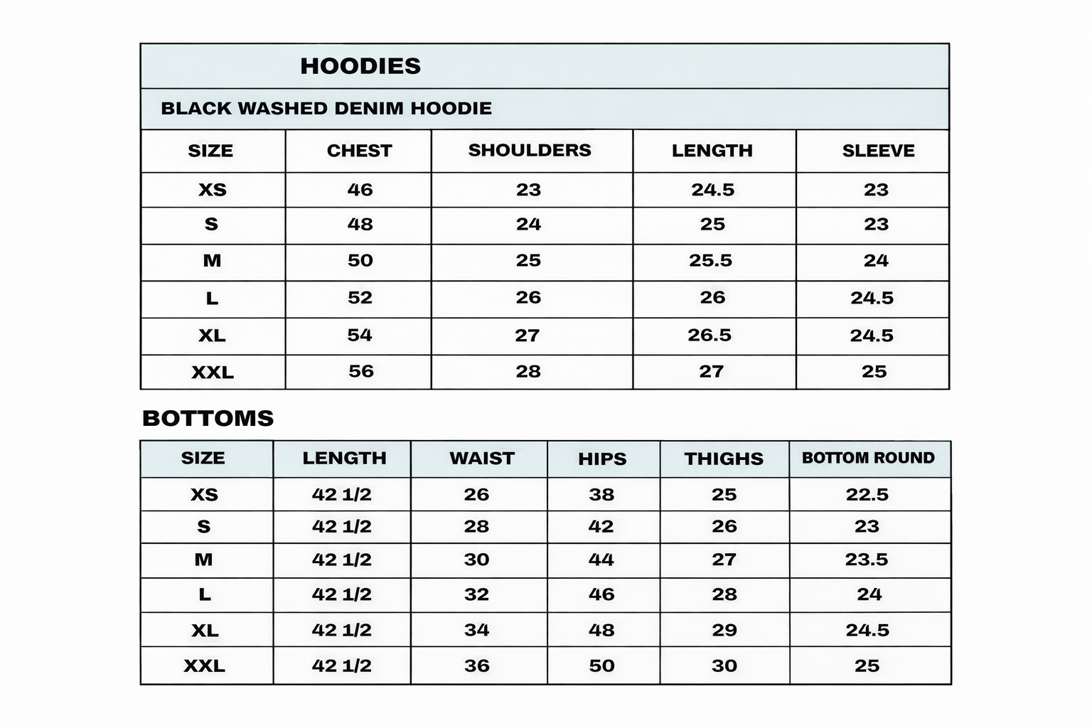 Size chart