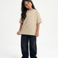 Cream Solid T-Shirt Jr