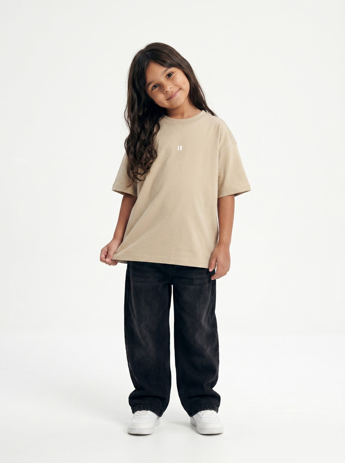 Cream Solid T-Shirt Jr