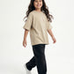 Cream Solid T-Shirt Jr