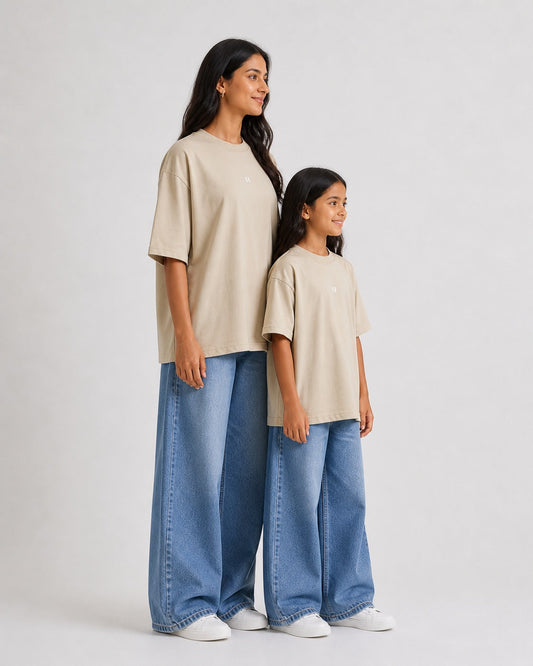 Cream Solid T-shirt Pack of 2