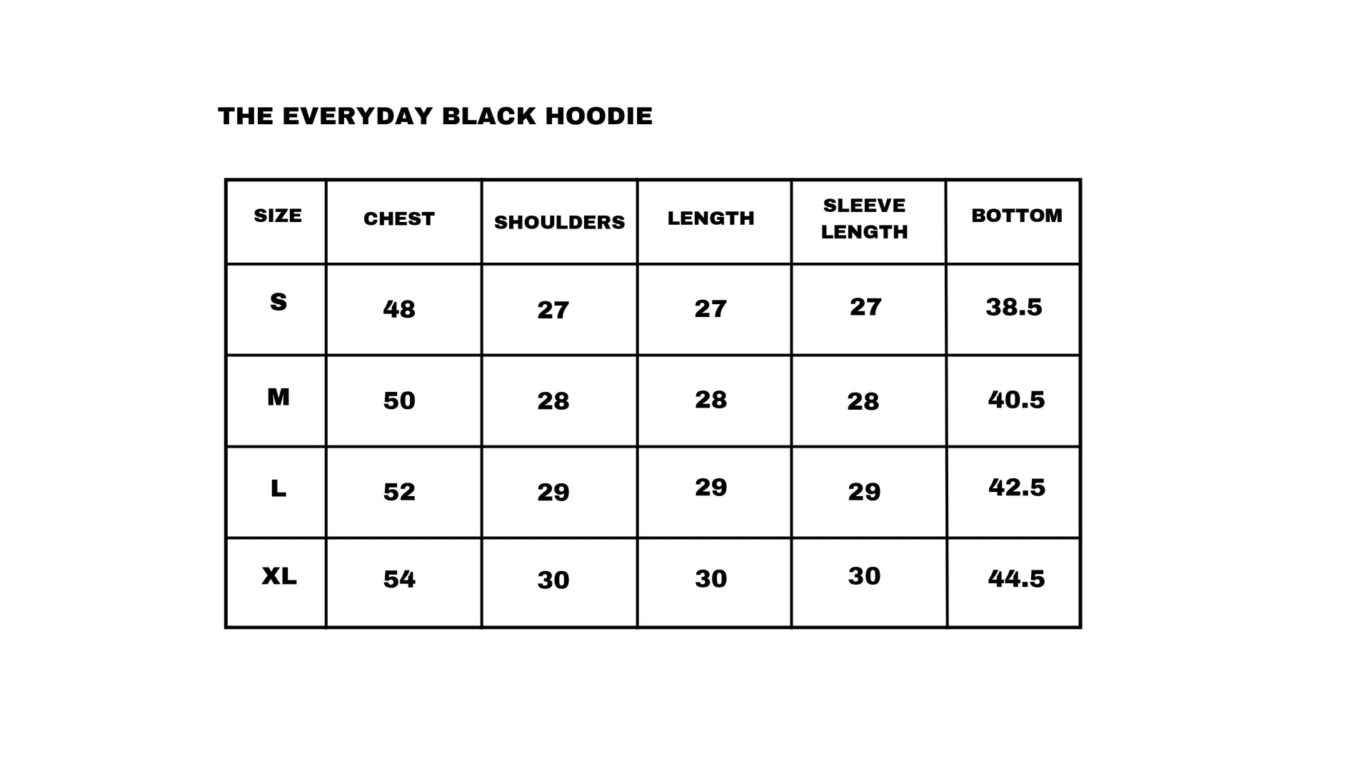 Size chart
