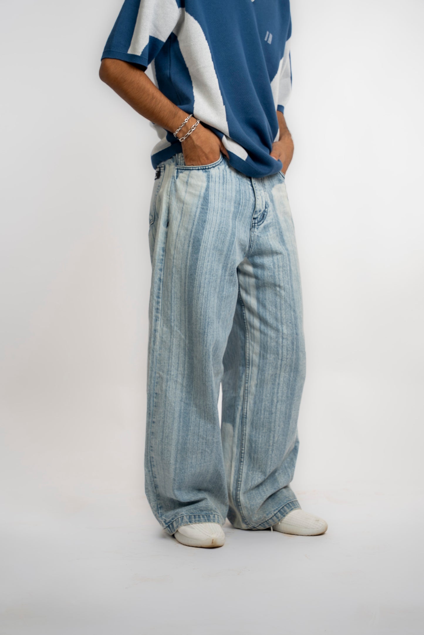 Light Blue Brushed Baggy jeans