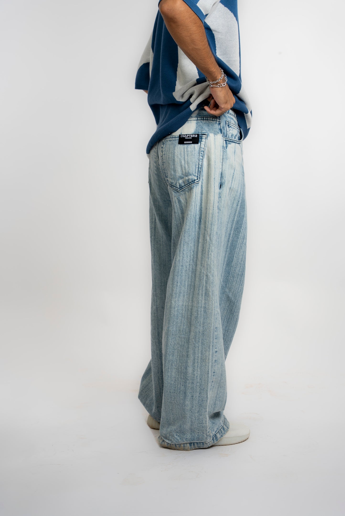 Light Blue Brushed Baggy jeans