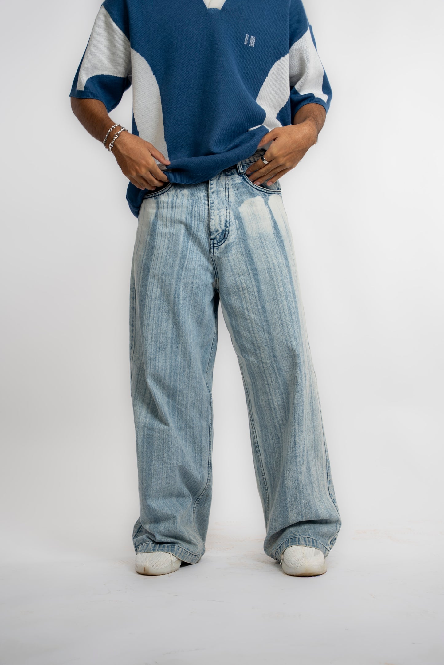 Light Blue Brushed Baggy jeans