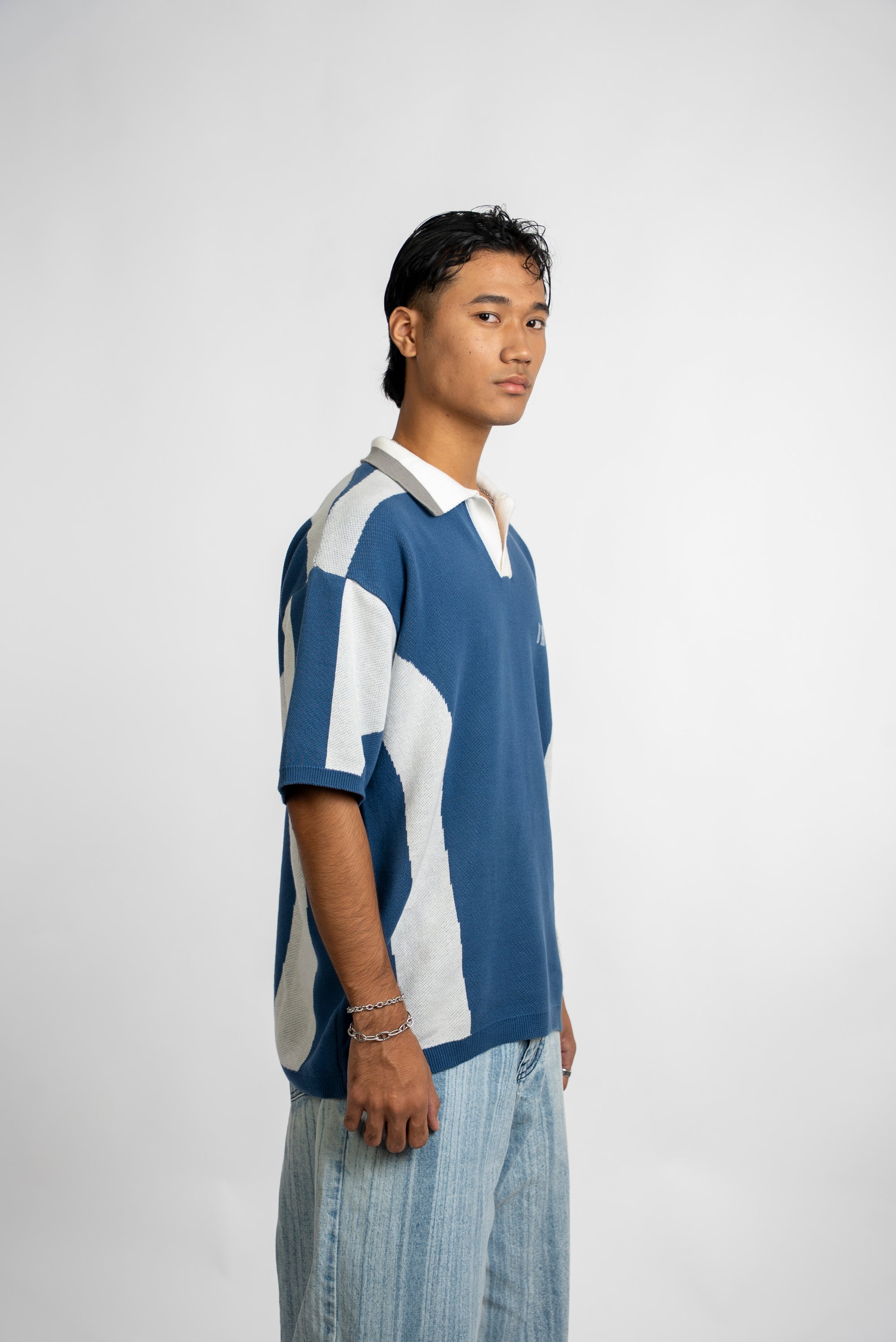 Blue Knit Polo