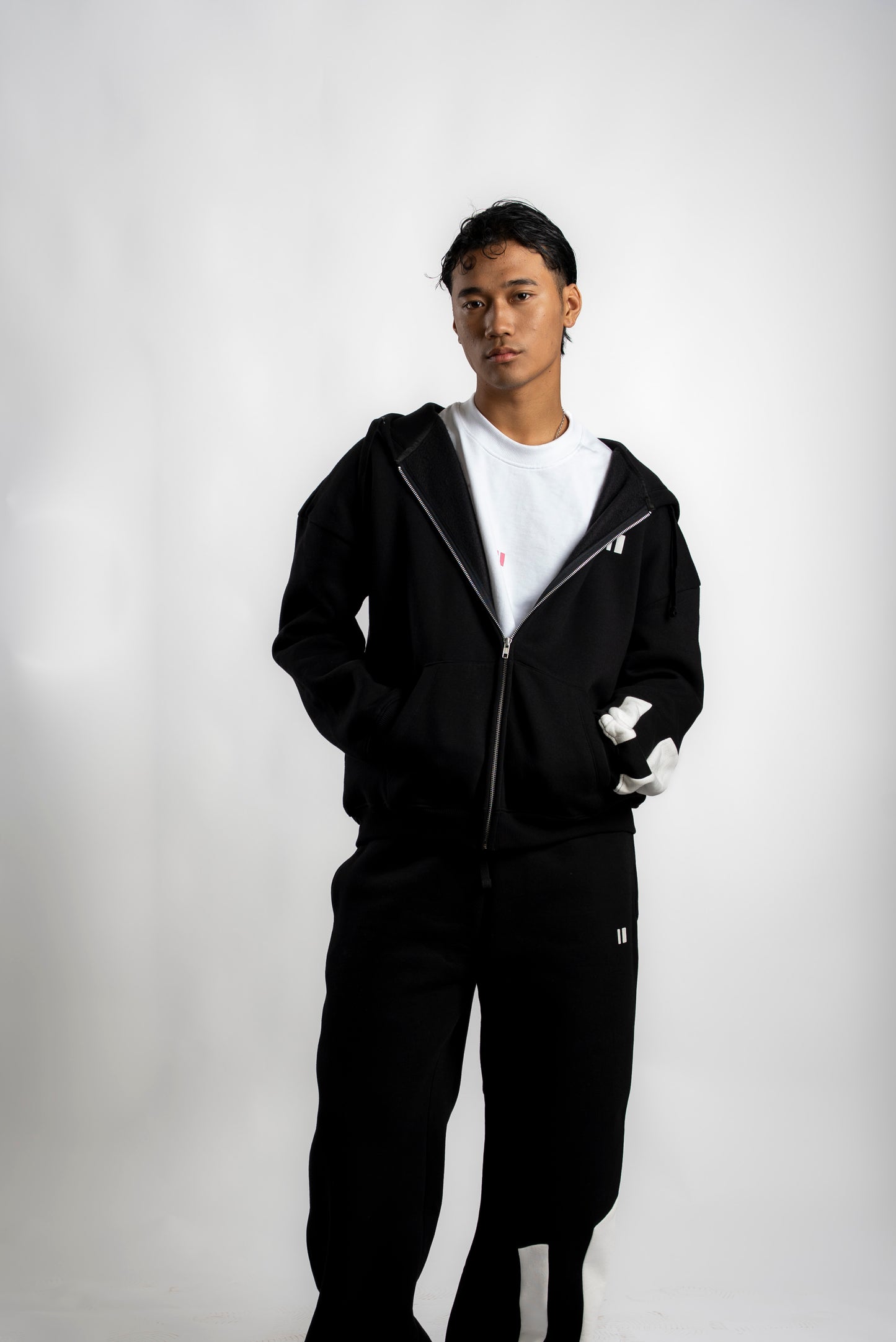 Black Everyday Zipper Hoodie + Sweatpants Set