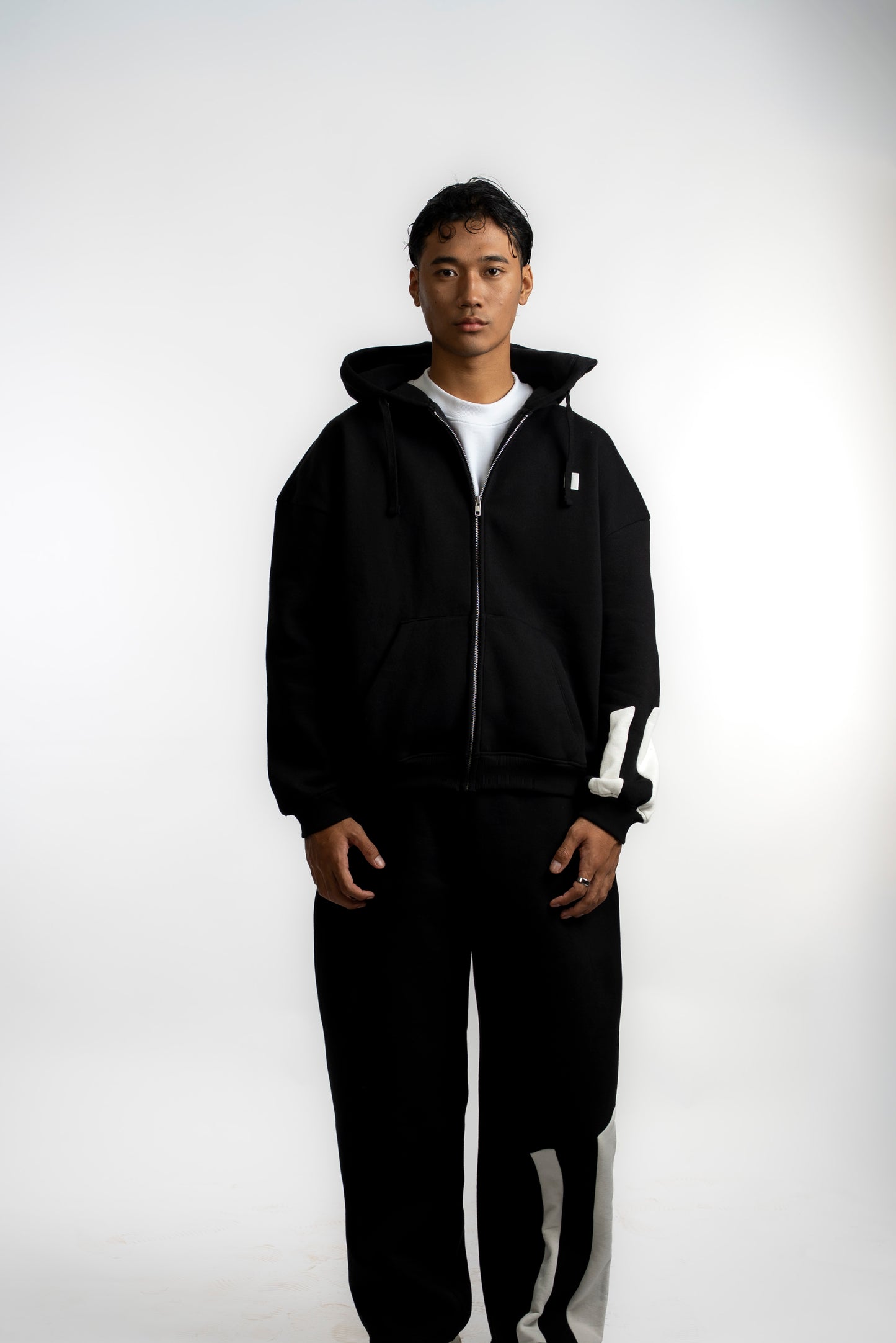 Black Everyday Zipper Hoodie + Sweatpants Set