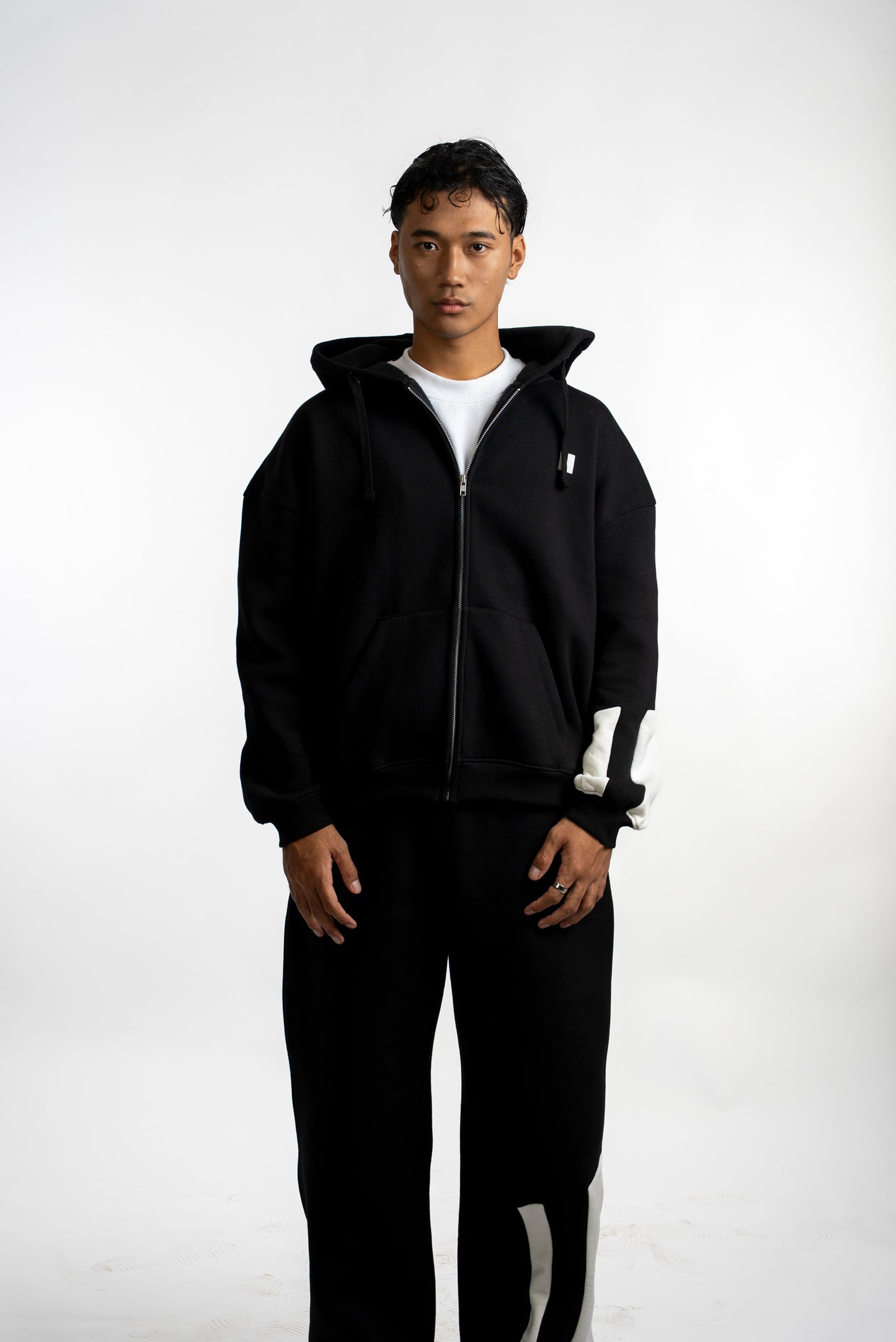 Black Everyday Zipper Hoodie + Sweatpants Set