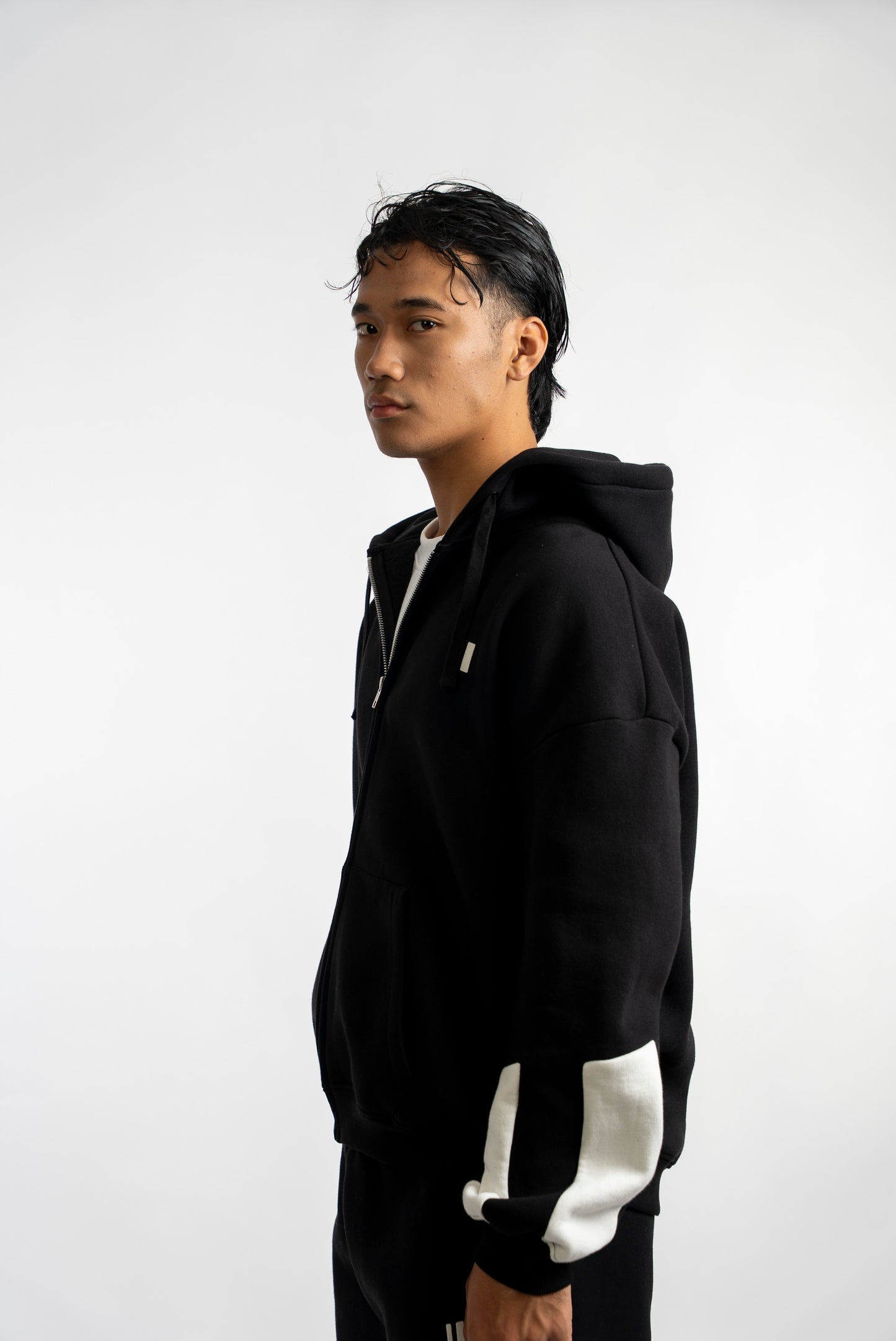 Black Everyday Zipper Hoodie + Sweatpants Set