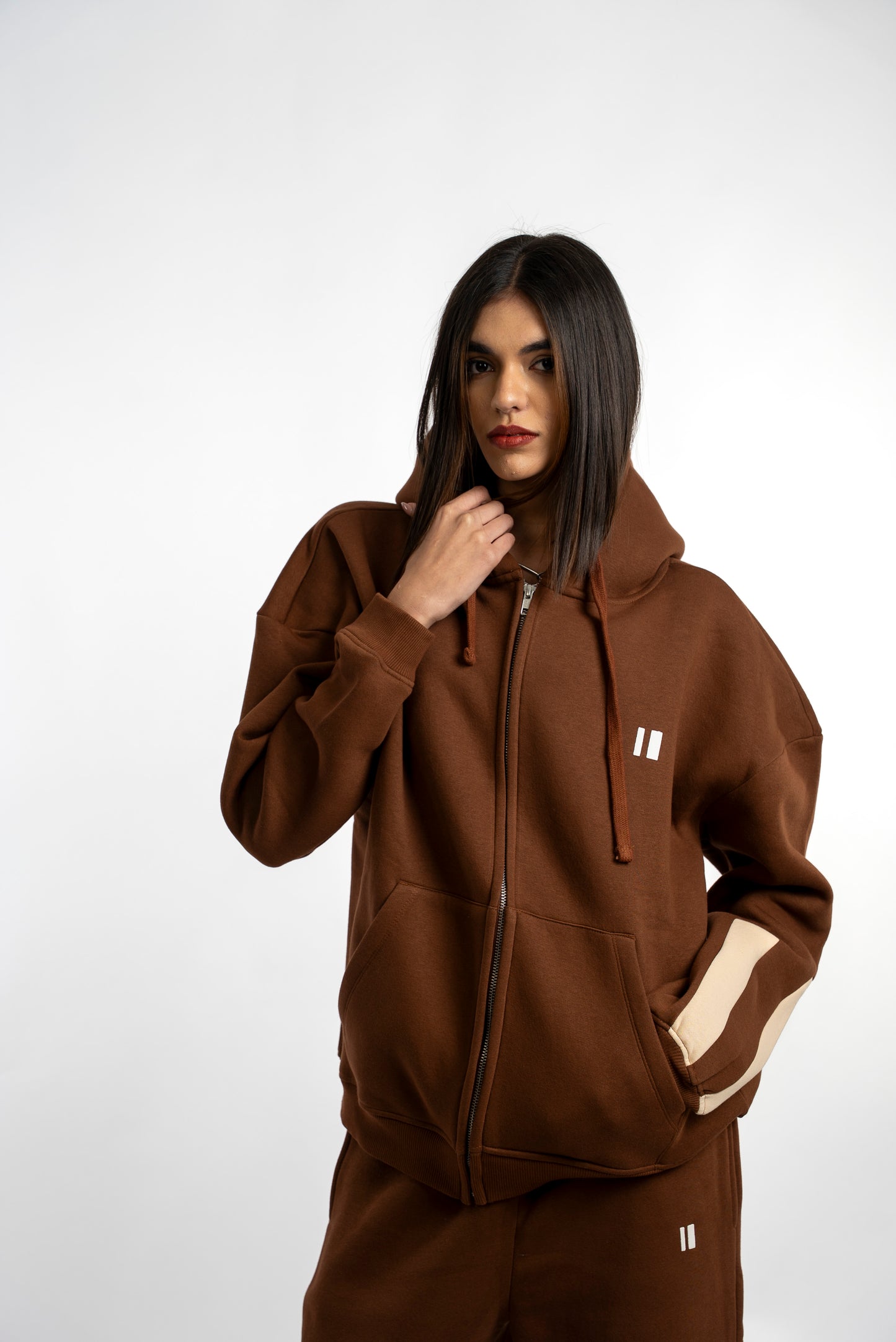 Mocha Everyday Zipper Hoodie + Sweatpants Set