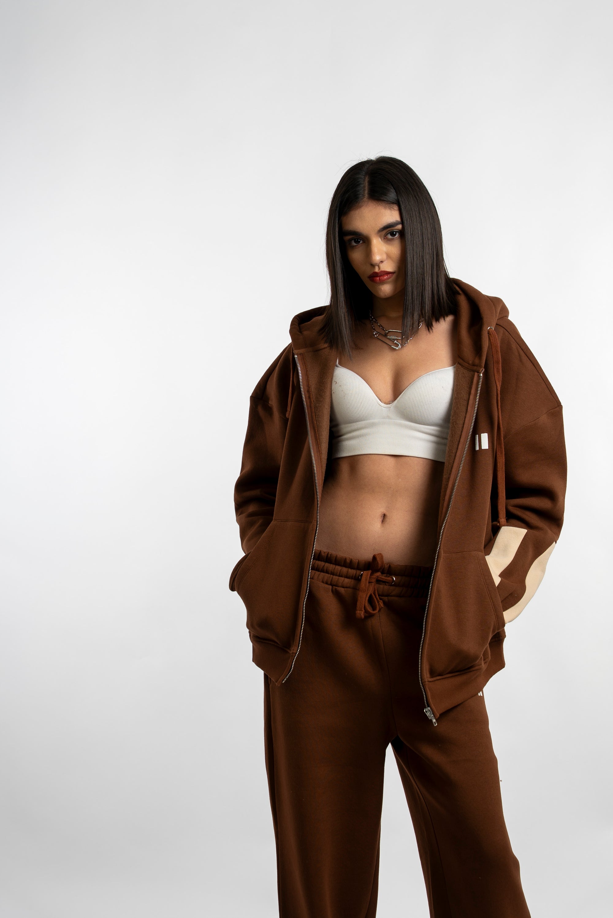 Mocha Everyday Zipper Hoodie + Sweatpants Set