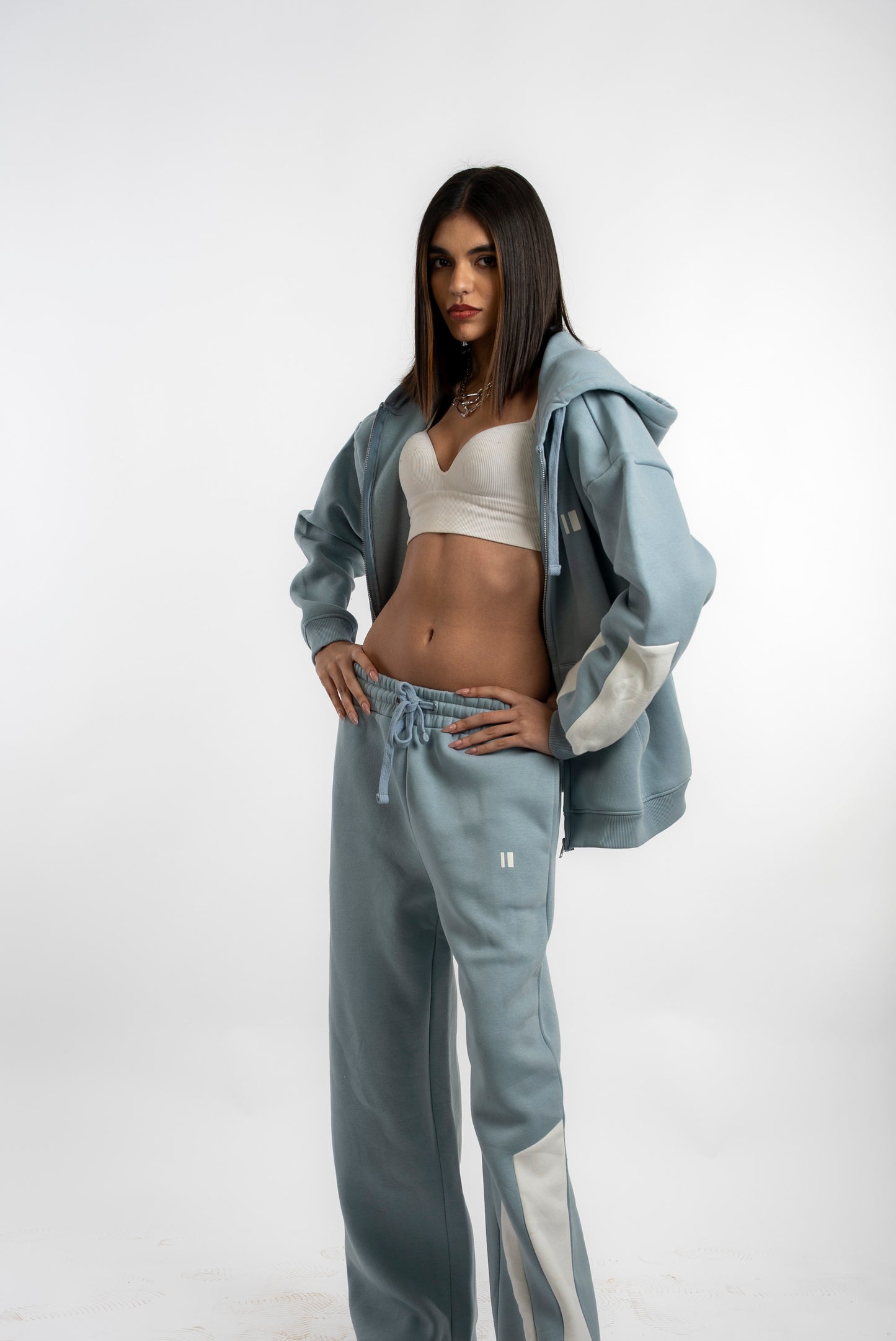 Pastel Blue Everyday Zipper Hoodie + Sweatpants Set