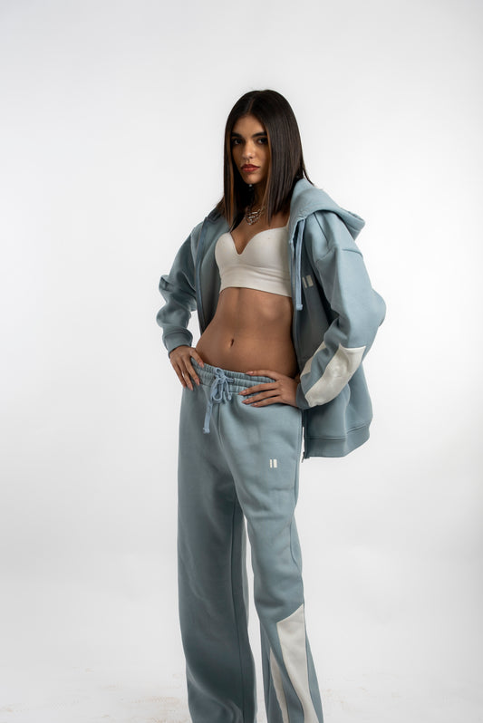 Pastel Blue Everyday Zipper Hoodie + Sweatpants Set