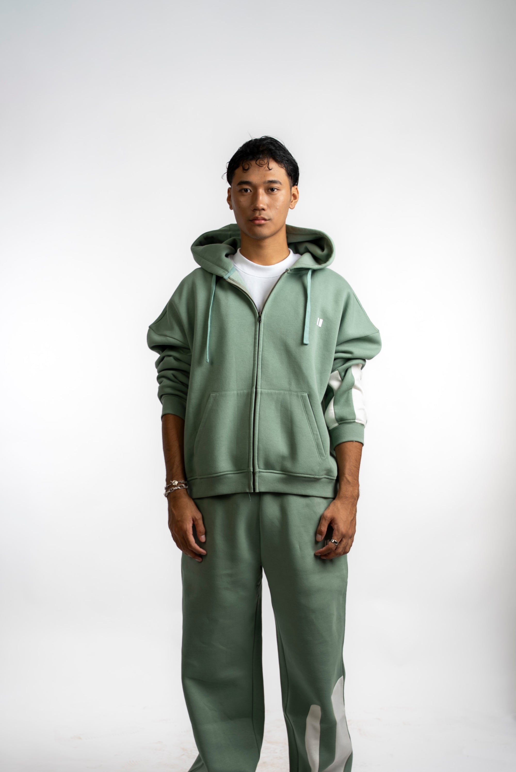 Sea Green Everyday Zipper Hoodie + Sweatpants Set