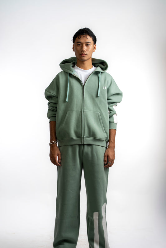 Sea Green Everyday Zipper Hoodie + Sweatpants Set