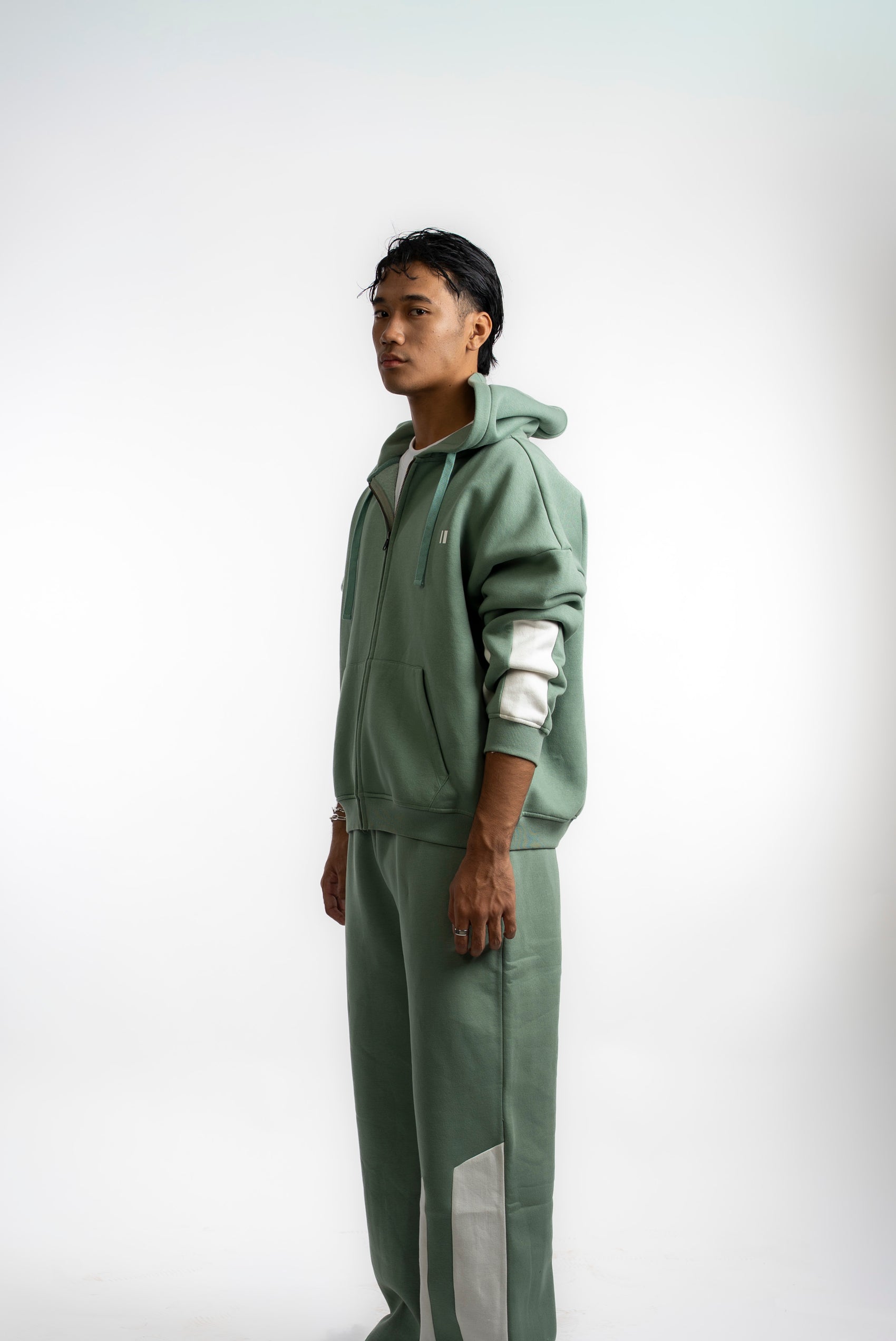 Sea Green Everyday Zipper Hoodie + Sweatpants Set