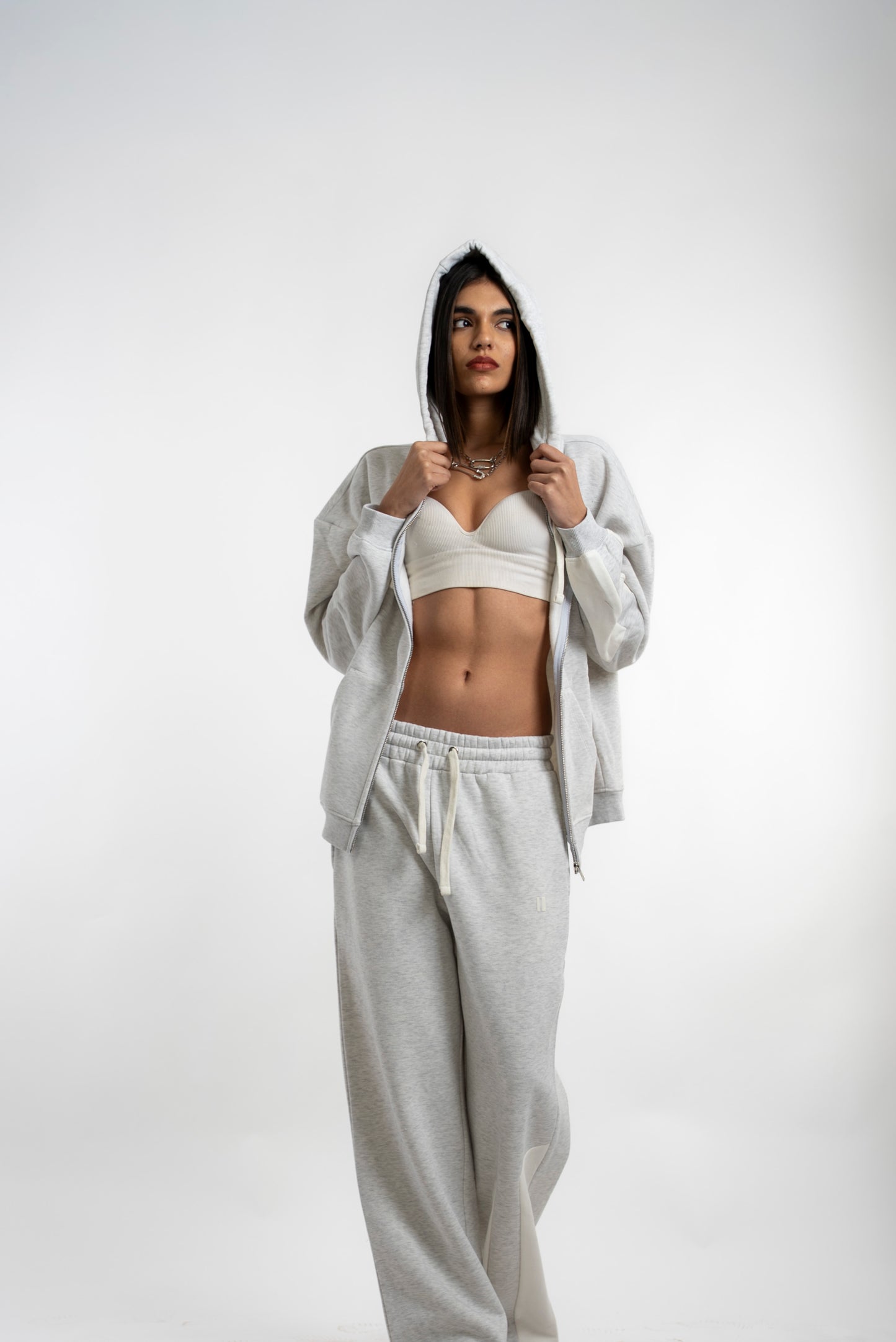 Grey Everyday Zipper Hoodie + Sweatpants Set