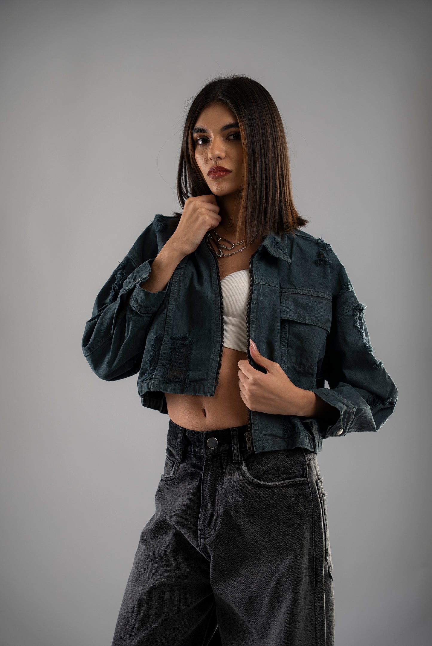 Olive Cropped Jacket