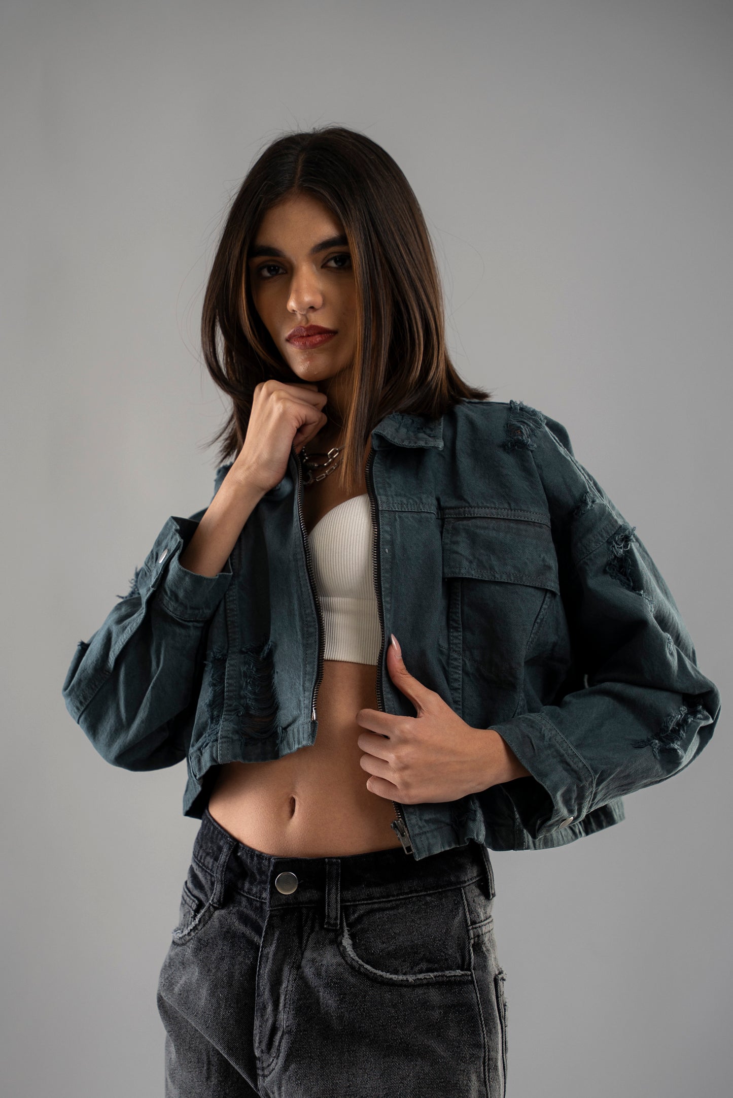 Olive Cropped Jacket