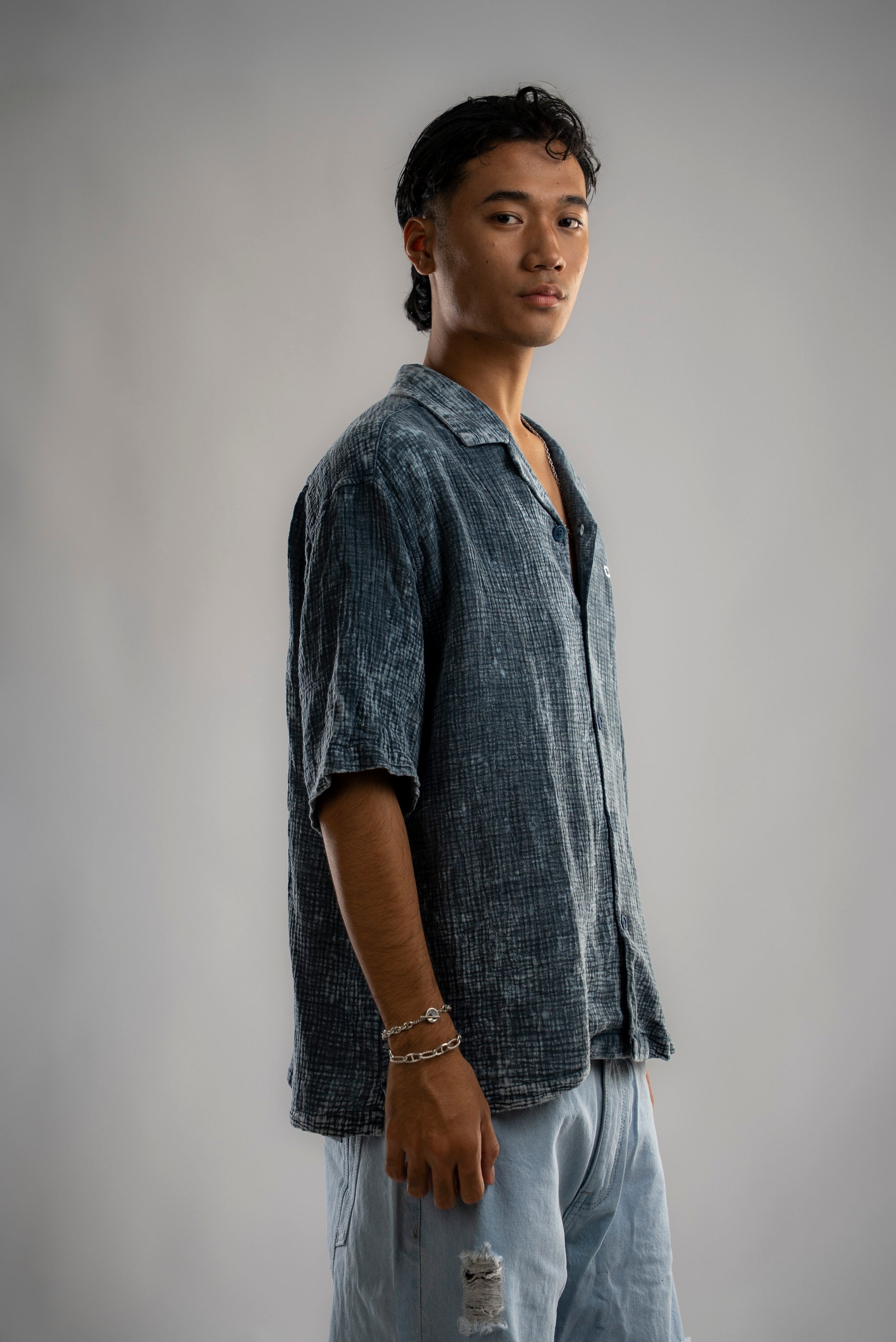 Chapter2Drip Washed Waffle Blue shirt — view 3
