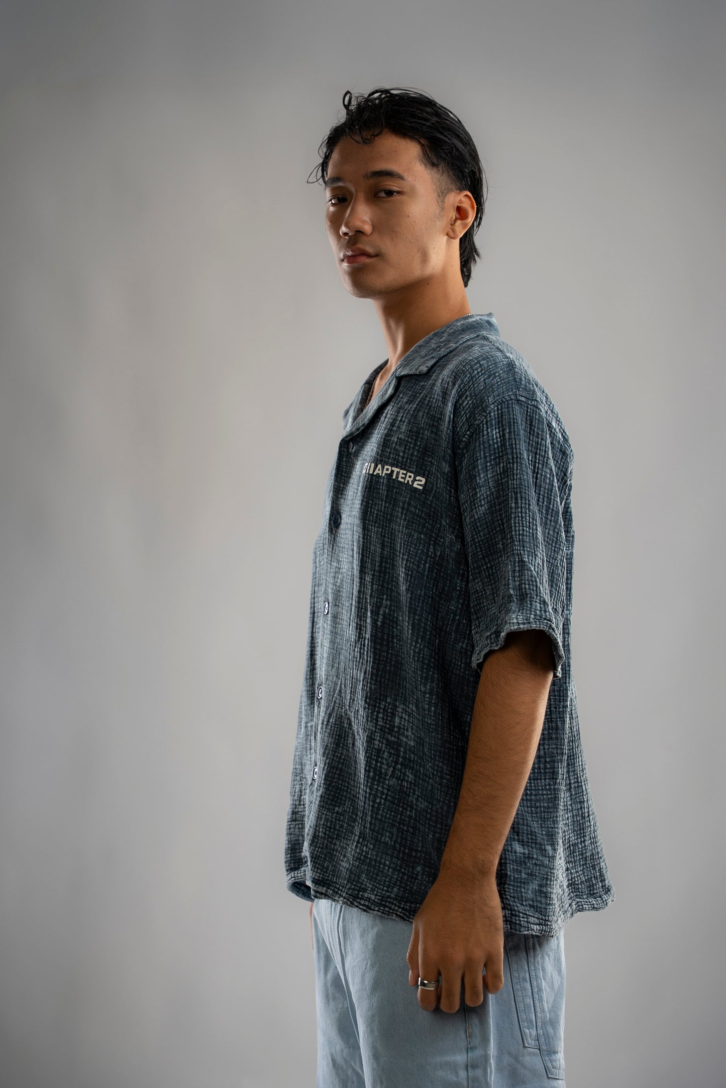 Chapter2Drip Washed Waffle Blue shirt — view 2