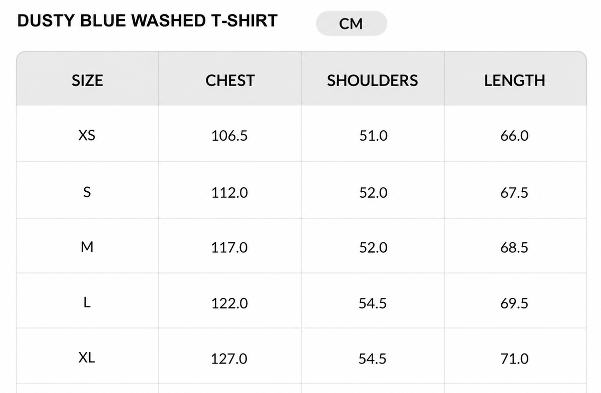 Size chart - CM